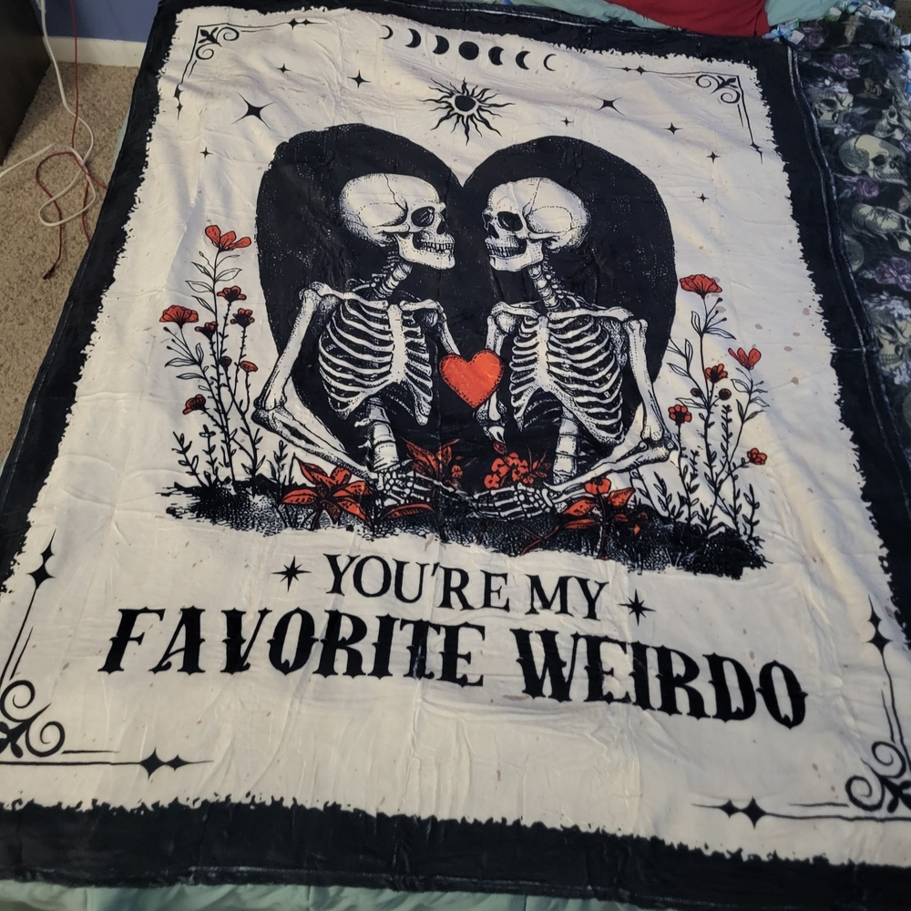 Skeleton Design Black and White Throw Blanket